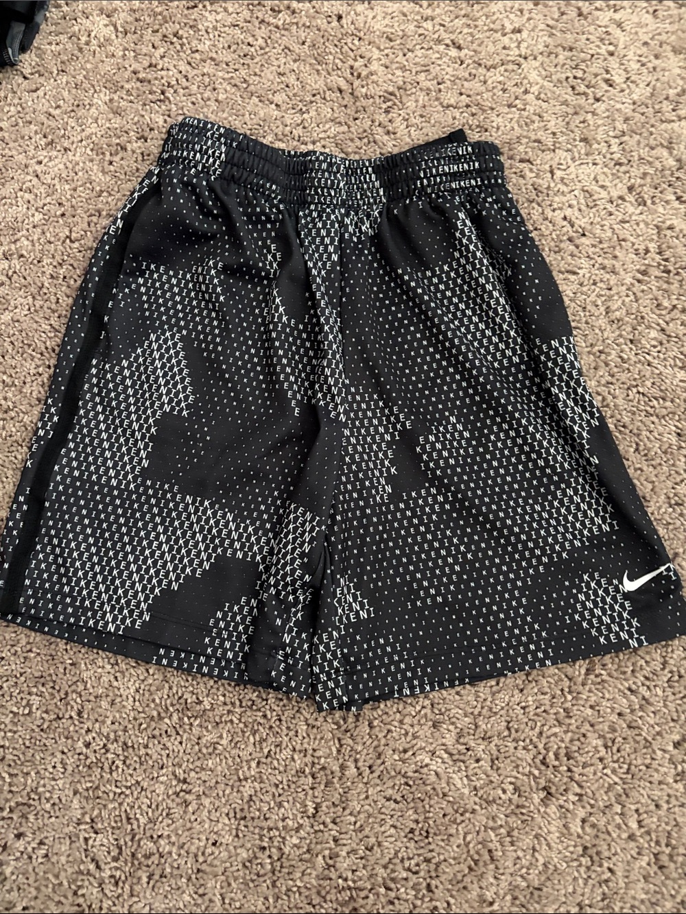 Nike Boy’s Black & White Logo Print Athletic Shorts